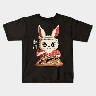 Kawaii Bunny Eating Japanese Sushi Anime Gift Kids T-Shirt